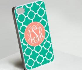 Asr Charming White Green Monogram - Iphone case for Iphone 4 case, Iphone 4s case, Iphone 5 case hard case