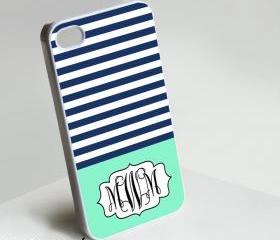 Full Blue Cute Monogram - Iphone case for Iphone 4 case, Iphone 4s case, Iphone 5 case hard case