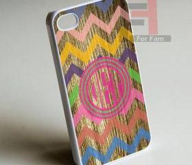 Colored Wood Monogram - Iphone case for Iphone 4 case, Iphone 4s case, Iphone 5 case hard case