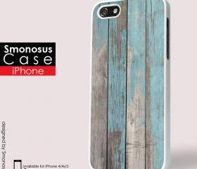 Wood combination with blue pastel - Iphone case for Iphone 4 case, Iphone 4s case, Iphone 5 case hard case