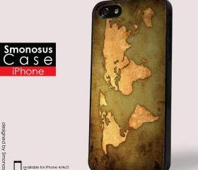 World Map design - Iphone case for Iphone 4 case, Iphone 4s case, Iphone 5 case hard case