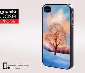Tree on the snow - Iphone case for Iphone 4 case, Iphone 4s case, Iphone 5 case hard case