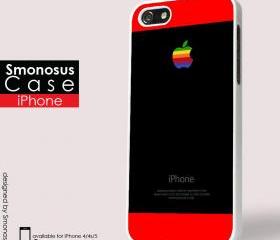 Black and red background iphone logo - Iphone case for Iphone 4 case, Iphone 4s case, Iphone 5 case hard case
