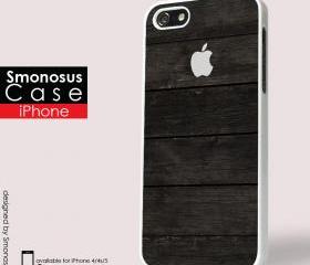 Black wood background iphone logo - Iphone case for Iphone 4 case, Iphone 4s case, Iphone 5 case hard case